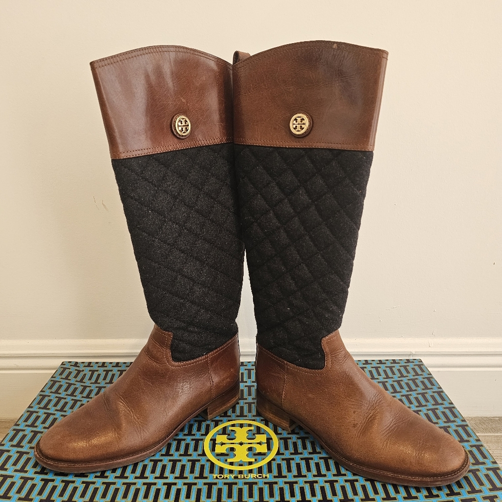 TORY BURCH ROSALIE Quilted Riding Boots - Picture 3 of 14